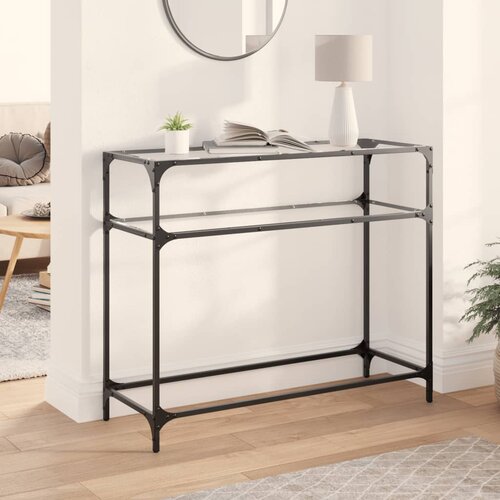 vidaXL Konzolna mizica s stekleno površino 98x35x81 cm jeklo Cene