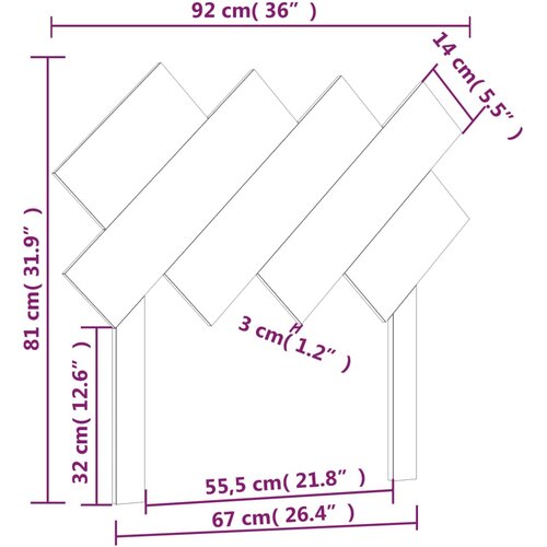  Uzglavlje za krevet Crno 92x3x81 cm od masivne borovine Slike