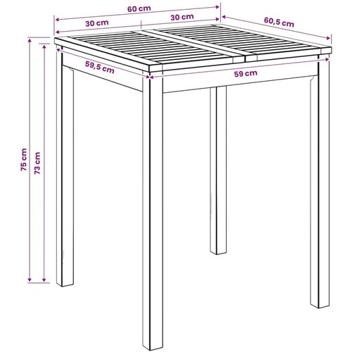 Stol za večeru u vrtu Prirodna 60 x 60 5 x 75 cm - Prirodna 60 x 60 5 x 75 cm Slike