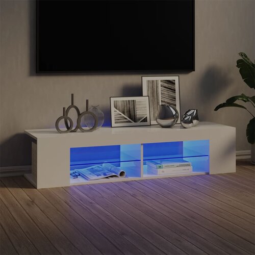 The Living Store TV omarica z LED lučkami visok sijaj bela 135x39x30 cm - TV Omarica, (21376182) Slike