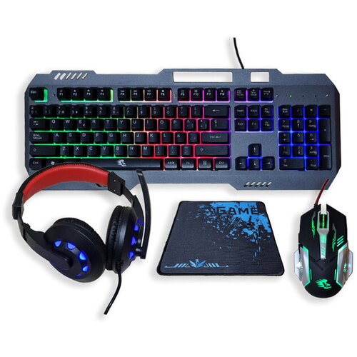 Hitelektro gaming komplet RGB LED računalni&amp;scaron;ka tipkovnica USB mi&amp;scaron;ka in slu&amp;scaron;alke Jx-K9000 Slike
