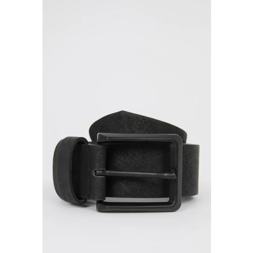 Defacto Men's Rectangle Buckle Faux Leather Belt