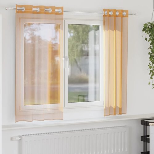 VidaXL Voile zavjese s u&amp;scaron;icama 2 kom narančaste 140x175 cm Slike