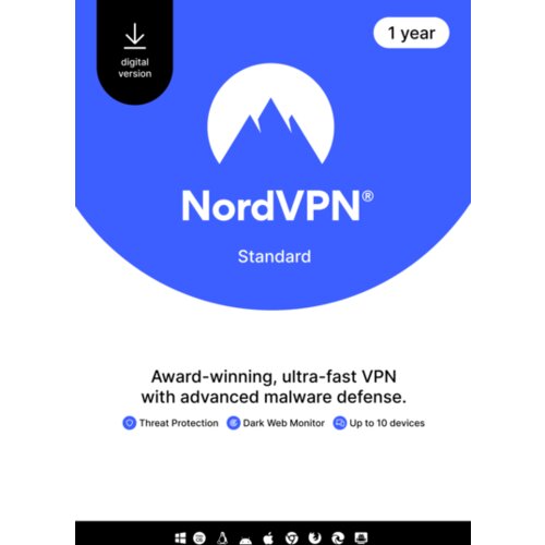 NordVPN Standard - 1 Year - 10 Devices (PC/MAC/Mobile) VPN & Cybersecurity Software Subscription Key GLOBAL Cene