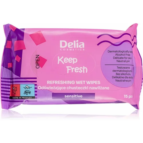 Delia Cosmetics Keep Fresh Sensitive osvježavajuće vlažne maramice 15 kom