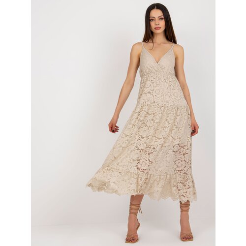 Fashionhunters Beige lace dress with frill OCH BELLA | ePonuda.com
