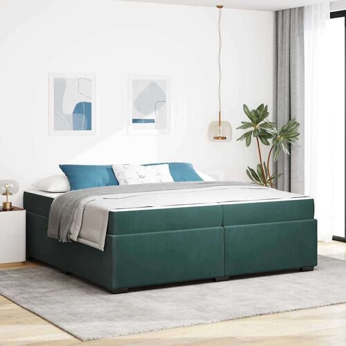  Posteljni okvir z vzmetnico Temno zelena 200 x 200 cm Žamet, (5000069760) Cene