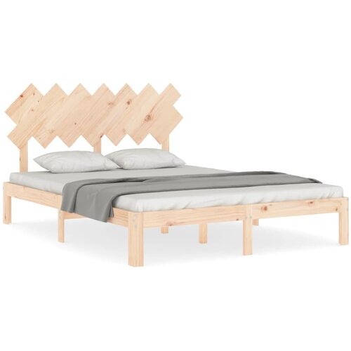 VidaXL Posteljni okvir z vzglavjem 140x190 cm trden les, (20905990) Slike