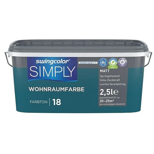 SWINGCOLOR Boja za zid Simply (Plava – br. 18, Mat, 2,5 l) Cijene
