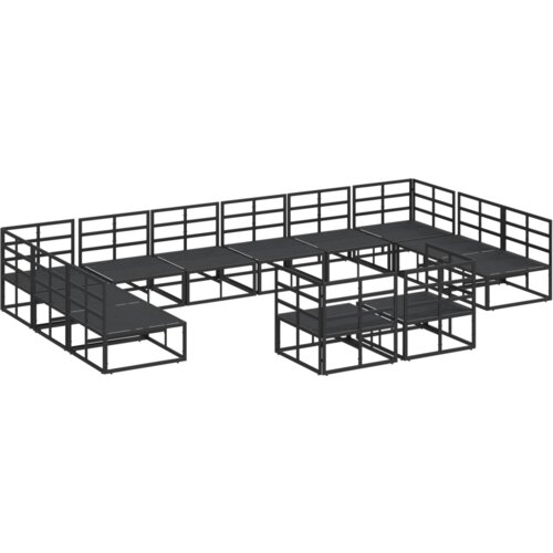 VidaXL Vrtna sedežna garnitura 12 pcs Črna 423 x 211.5 x 71 cm Slike