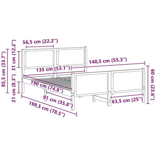  Okvir za krevet Svijetlo siva 135 x 190 cm tkanina Slike