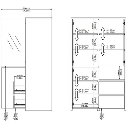 Tvilum Bijela/u prirodnoj boji vitrina u dekoru hrasta 100x170x48 cm Next &amp;ndash; Slike