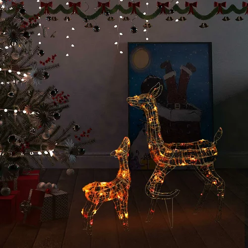 vidaXL božična dekoracija družina jelenov 160 večbarvnih LED lučk