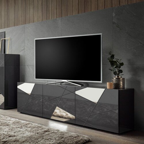 LC Mobili Moderan TV ormari s 3 vrata, sivi sjaj - VITTORIA 202350-03 Slike