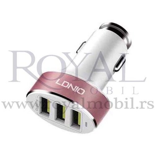  Auto punjac LDNIO C501 3xUSB 5V/5.1A iPhone/lightning USB belo-roze --C68 --B210 Cene