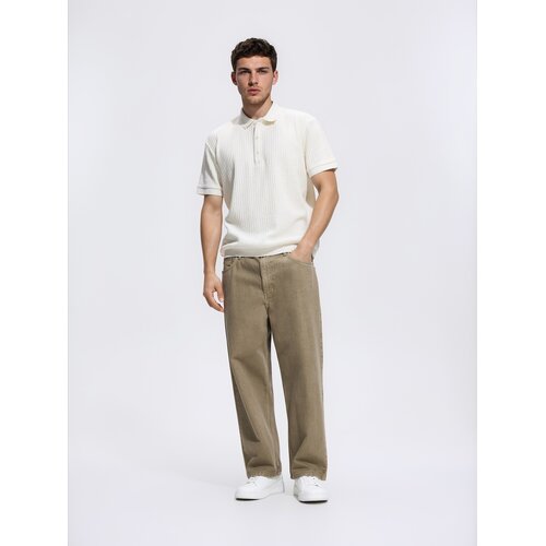 Reserved Comfort fit polo-majica od strukturirane tkanine - krem Cijene