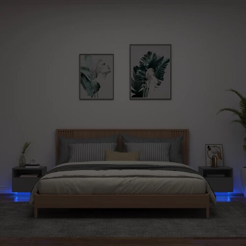  The Living Store Nočna omarica z LED lučkami 2 kosa črna 40x39x37 cm - Nočna Omarica, (21503119) Cene