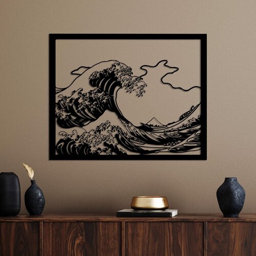 Wallity zidna dekoracija hokusai, 56 x 45 cm, crna Cene