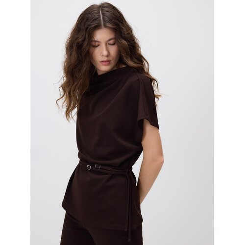 Reserved Bluza s pojasom - tamnosmeđe Slike