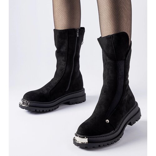 Gemre Black insulated ankle boots with decorative toe Bologna Cene