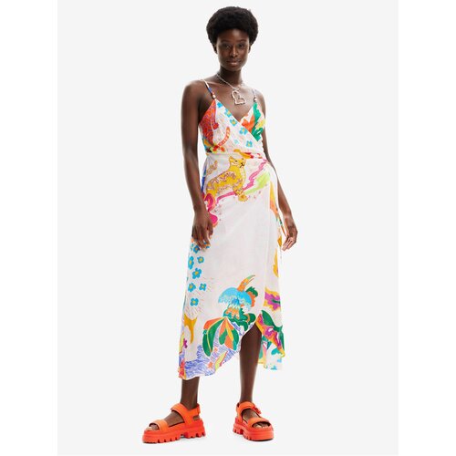 Desigual Women's White Wrap Beach Dress Selva - Women Cene