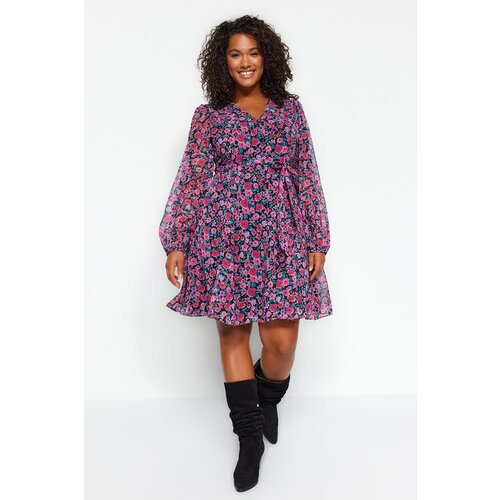 Trendyol Curve Floral Patterned V-Neck Woven Dress Slike