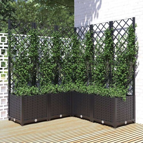 vidaXL Vrtna sadilica s rešetkom crna 120 x 120 x 136 cm PP Cene