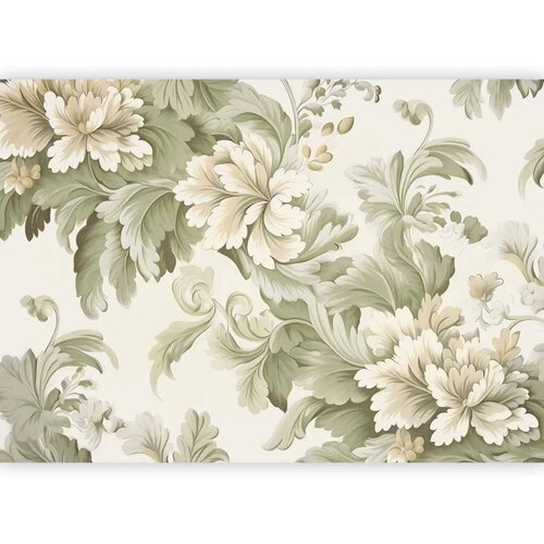  Foto tapeta - Retro Vintage Flowers in Delicate Cream and Green Colors 147x105 Samoljepljiva Slike