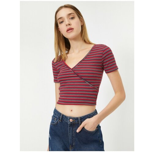 Koton Women&amp;#039;s Red Striped T-Shirt Slike