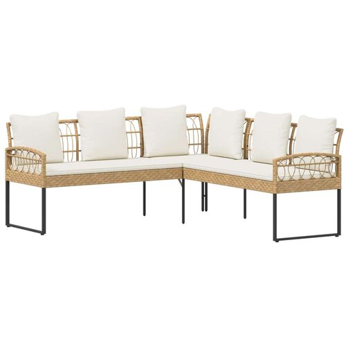  Set vrtnog kauča s jastukom 2 pcs Prirodna Poli Rattan i čelik - Prirodna Slike