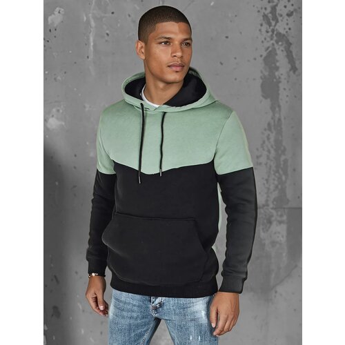 DStreet Bluza męska basic z kapturem miętowa Slike
