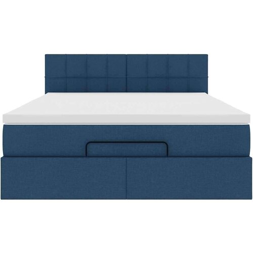  Otomanski krevet s madracem i LED plavi 140x190 cm tkanine Slike