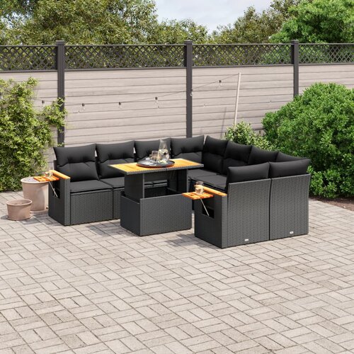 vidaXL 8-dijelni set vrtnih sofa od poliratana s jastucima crni Cijene
