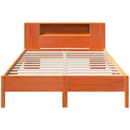 VidaXL Krevet s regalom za knjige bez madraca 135 x 190 cm od borovine Slike