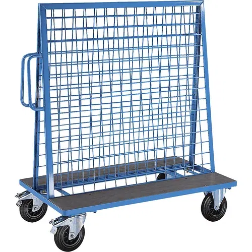 eurokraft pro Jeklen voziček za proizvodne dele, nosilnost 500 kg, z 2 mrežastima stenama za obešanje nosilcev