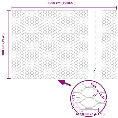 VidaXL &amp;Scaron;esterokutna Ograda Siva 1x50 m Čelik Slike