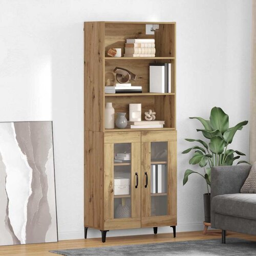 vidaXL Visok predalnik Umetni hrast 69,5 x 34 x 180 cm Konstruiran les Cene