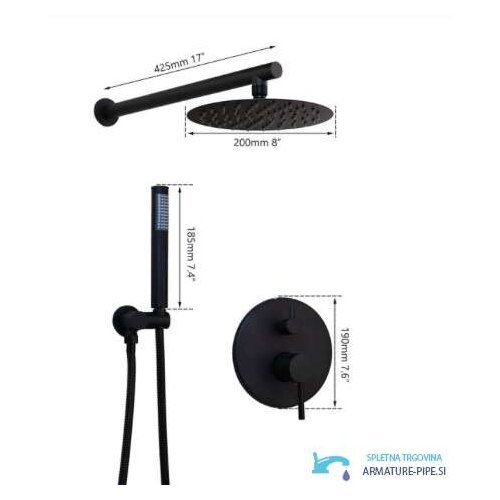  Crni podometni tu&amp;scaron; sustav - dva izlaza | Crni tu&amp;scaron; EYN BP1225&amp;lt;span&amp;gt; - &amp;lt;/span&amp;gt;20 cm Slike