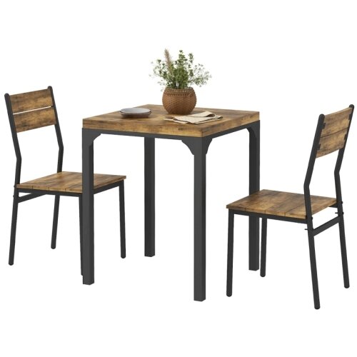 Nesta 3-delni jedilni set, miza in 2 stola, MDF in kovina, rjav, za jedilnico in kuhinjo, (5000493616) Cene