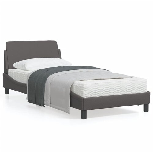 VidaXL Posteljni okvir z vzglavjem siv 90x190 cm umetno usnje Slike