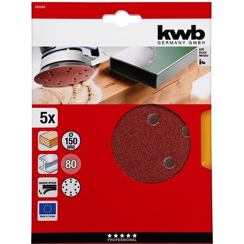 KWB Brusni papir za brusilicu 150 mm 5kom, GR 80 Slike