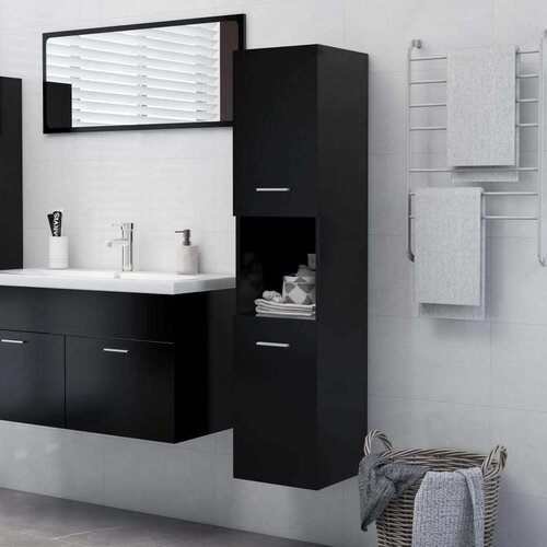 vidaXL Kupaonski ormarić crni 30 x 30 x 130 cm od iverice Cijene