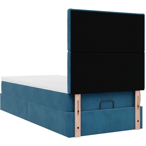 VidaXL Okvir kreveta s madracima tamnoplavi 90x190cm bar&amp;scaron;unasti Slike