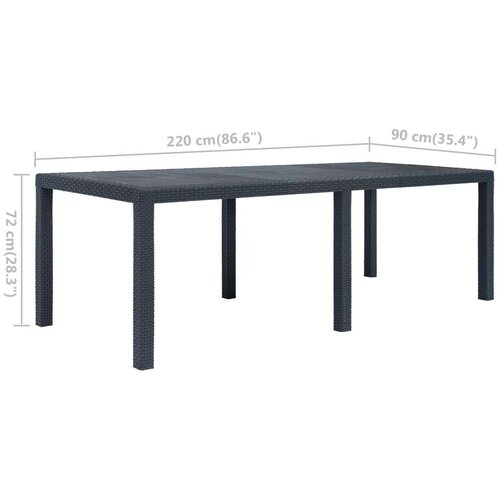  Vrtni stol antracit 220 x 90 x 72 cm plastika s izgledom ratana Slike