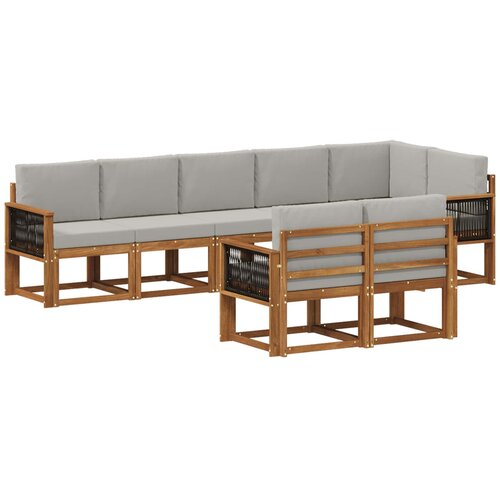 vidaXL Zunanja garnitura za sedenje 8 pcs Naravna in svetlo siva, (5000281892) Cene