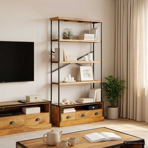  Polica s pet nivoa Prirodna 100 x 30 x 180 cm Čvrsto drvo manga Cijene