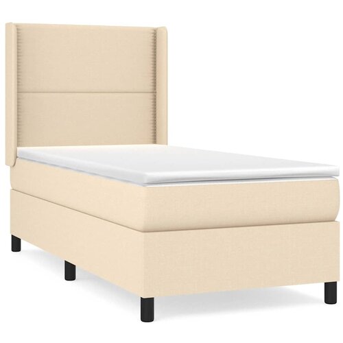  Krevet s oprugama i madracem krem 100 x 200 cm od tkanine Slike
