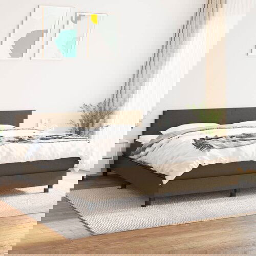  The Living Store Box spring postelja z vzmetnico temno rjava 160x200 cm blago - Box Spring Postelja, (21455931) Cene