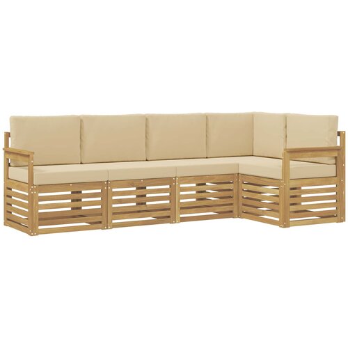  Set vanjskih sofa 5 pcs Bijela i bež 247 x 128,5 x 73 cm Slike