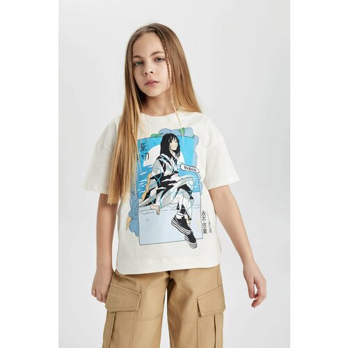 Defacto Girl Oversize Fit Printed Short Sleeve T-Shirt Cene